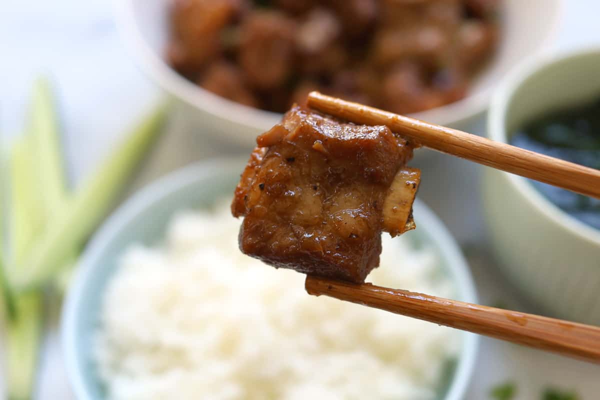 closeup of pork spare ribs