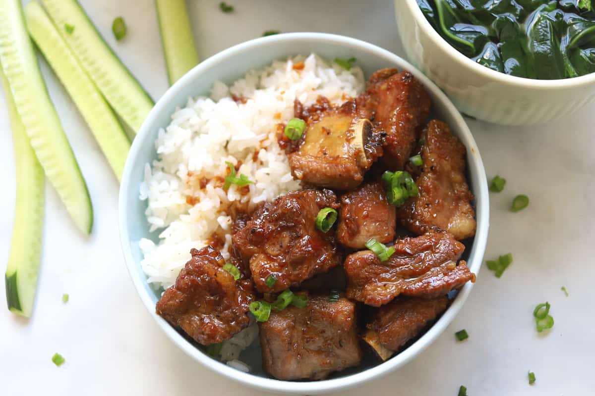 Plate pork spare ribs with rice