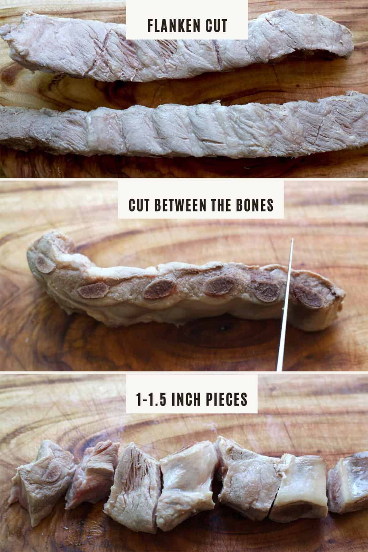 Pork spare ribs cutting directions