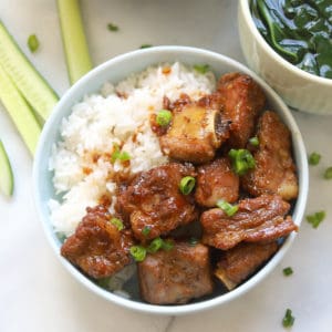 Plate pork spare ribs with rice