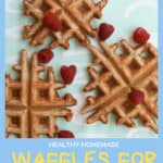 3 small size waffles with scattered raspberries