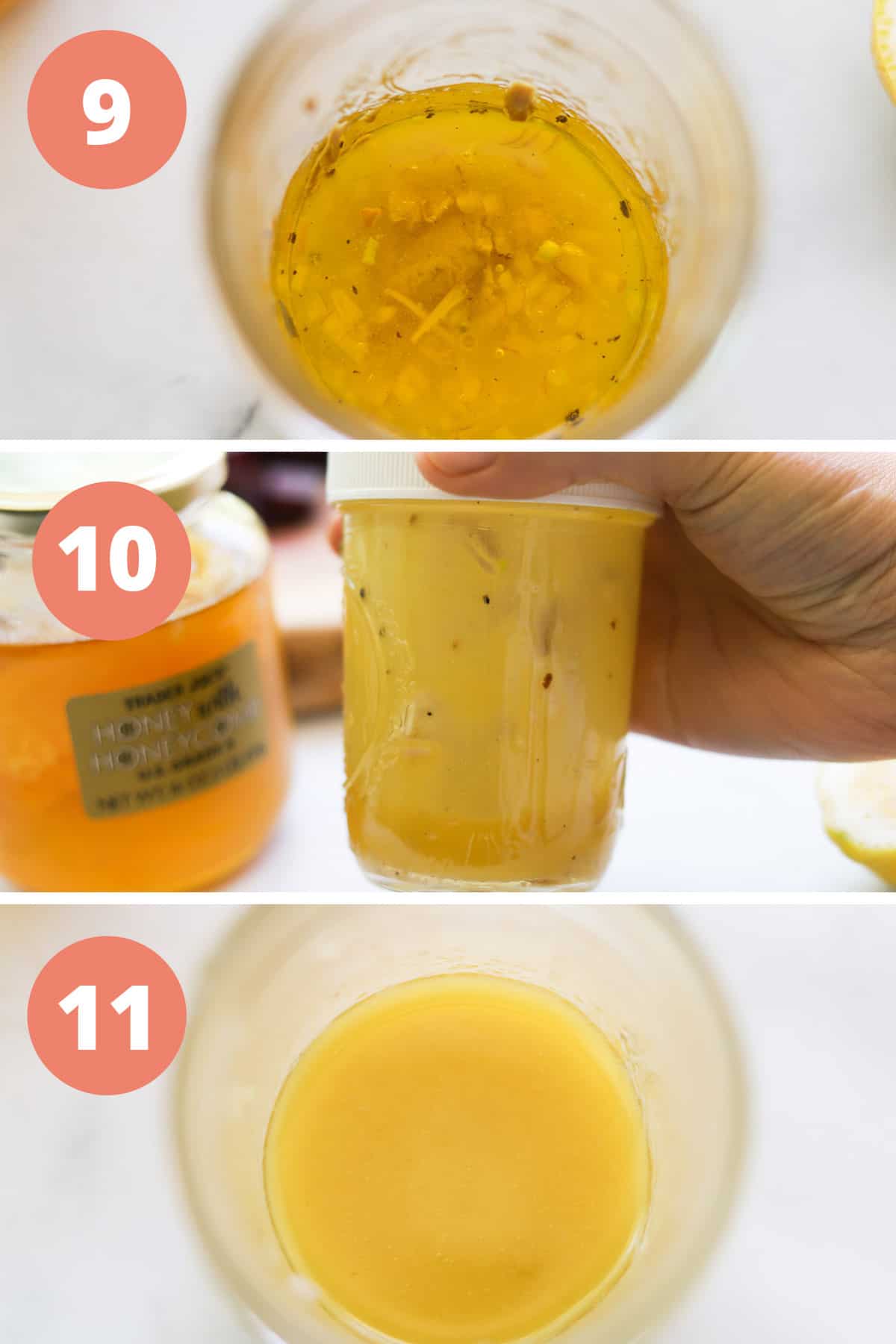Step by step images of how to make lemon dressing for beet salad.