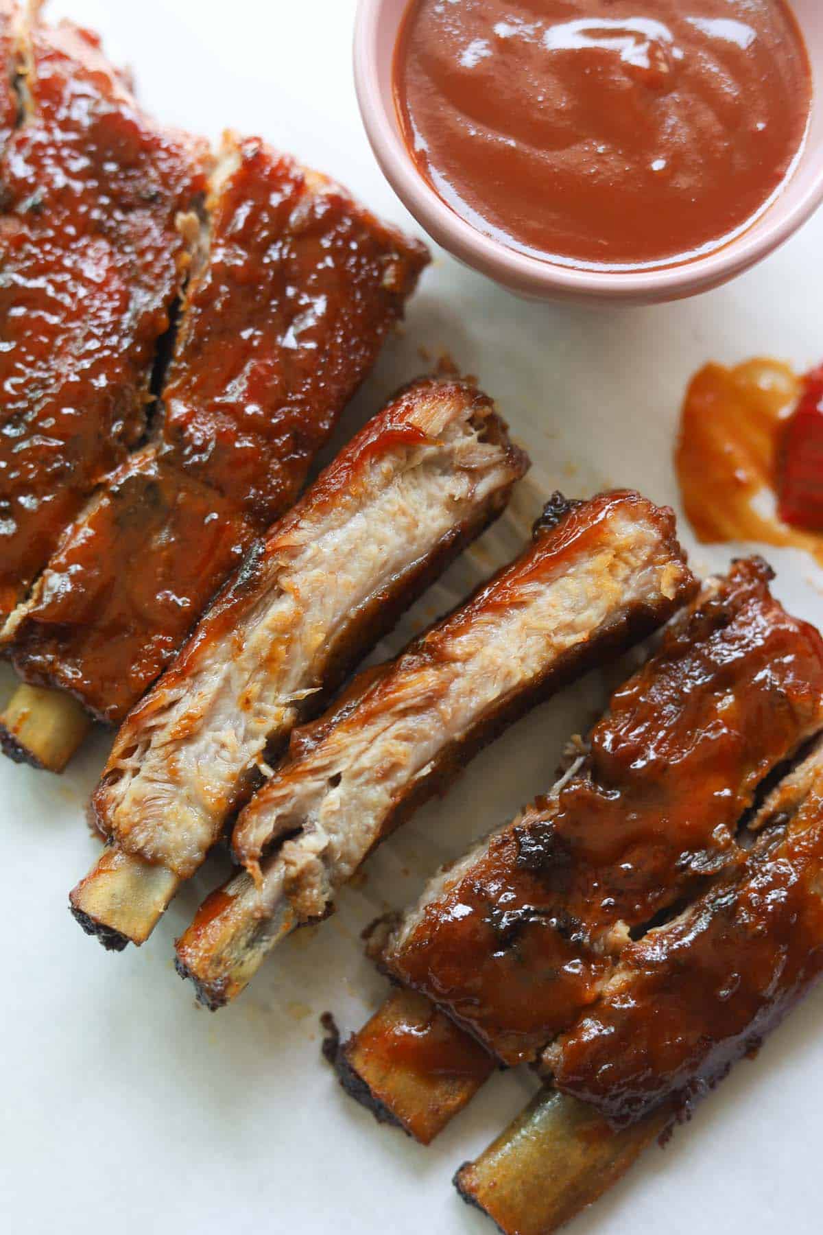 Ribs on parchment paper