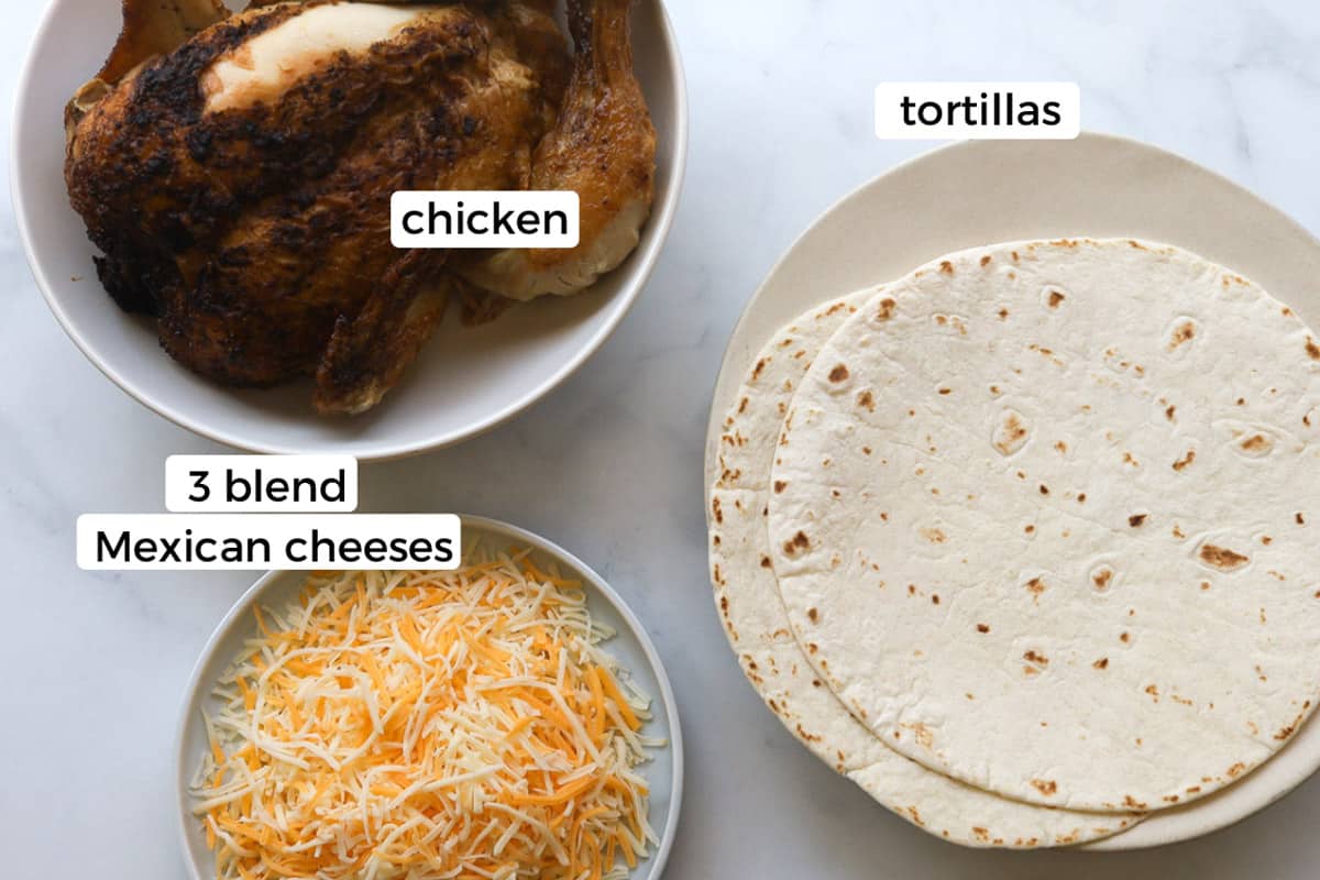 Ingredients for Air fryer quesadillas