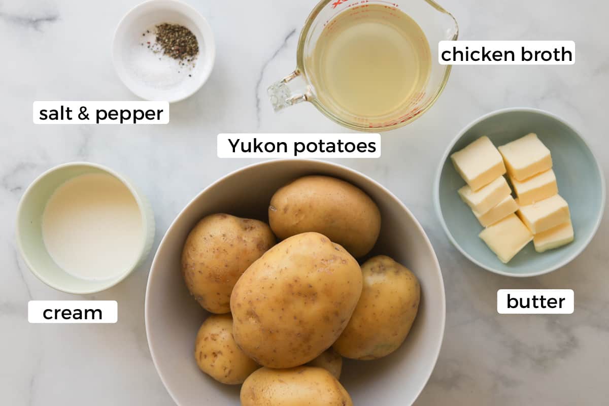 Ingredients for instant pot mashed potatoes.