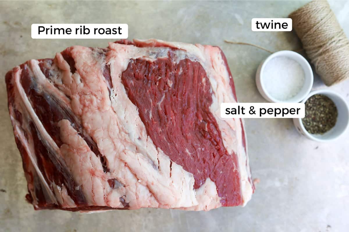Ingredients for a prime rib roast.