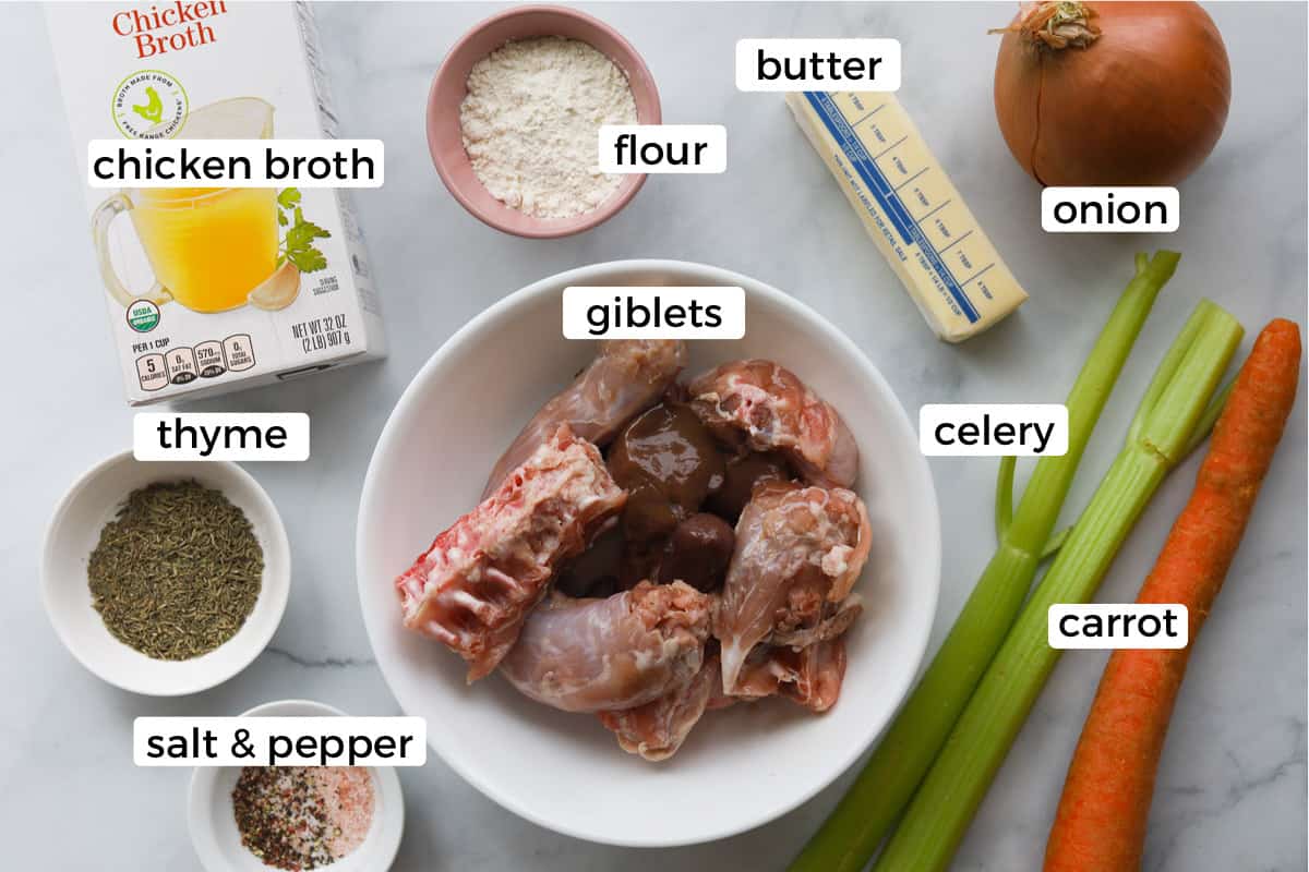 Ingredients for turkey giblet gravy