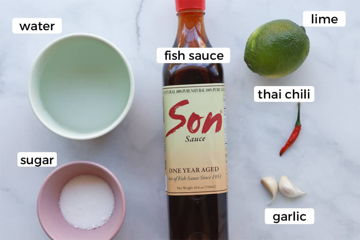 Ingredients to make nuoc cham sauce.