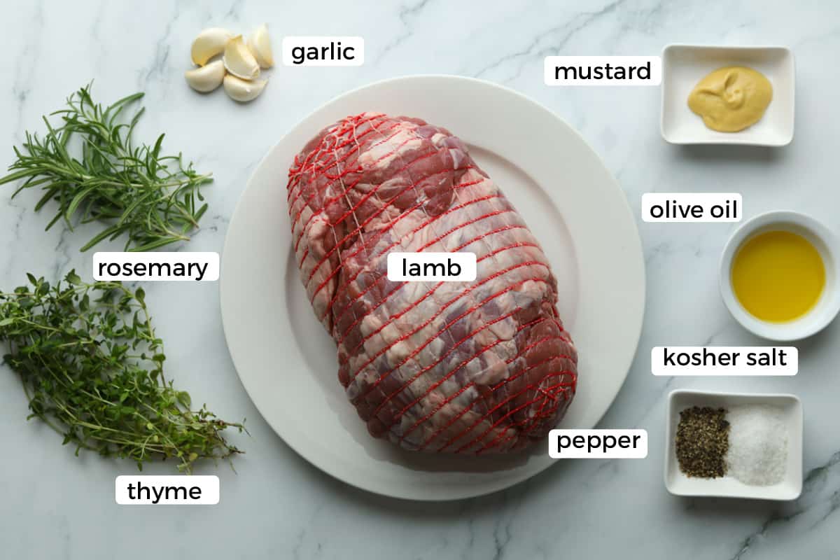 Ingredients for roasting lamb.