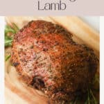 Lamb roast on cutting board,