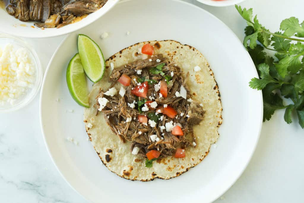 Easy Instant Pot Shredded Beef Tacos - A Peachy Plate