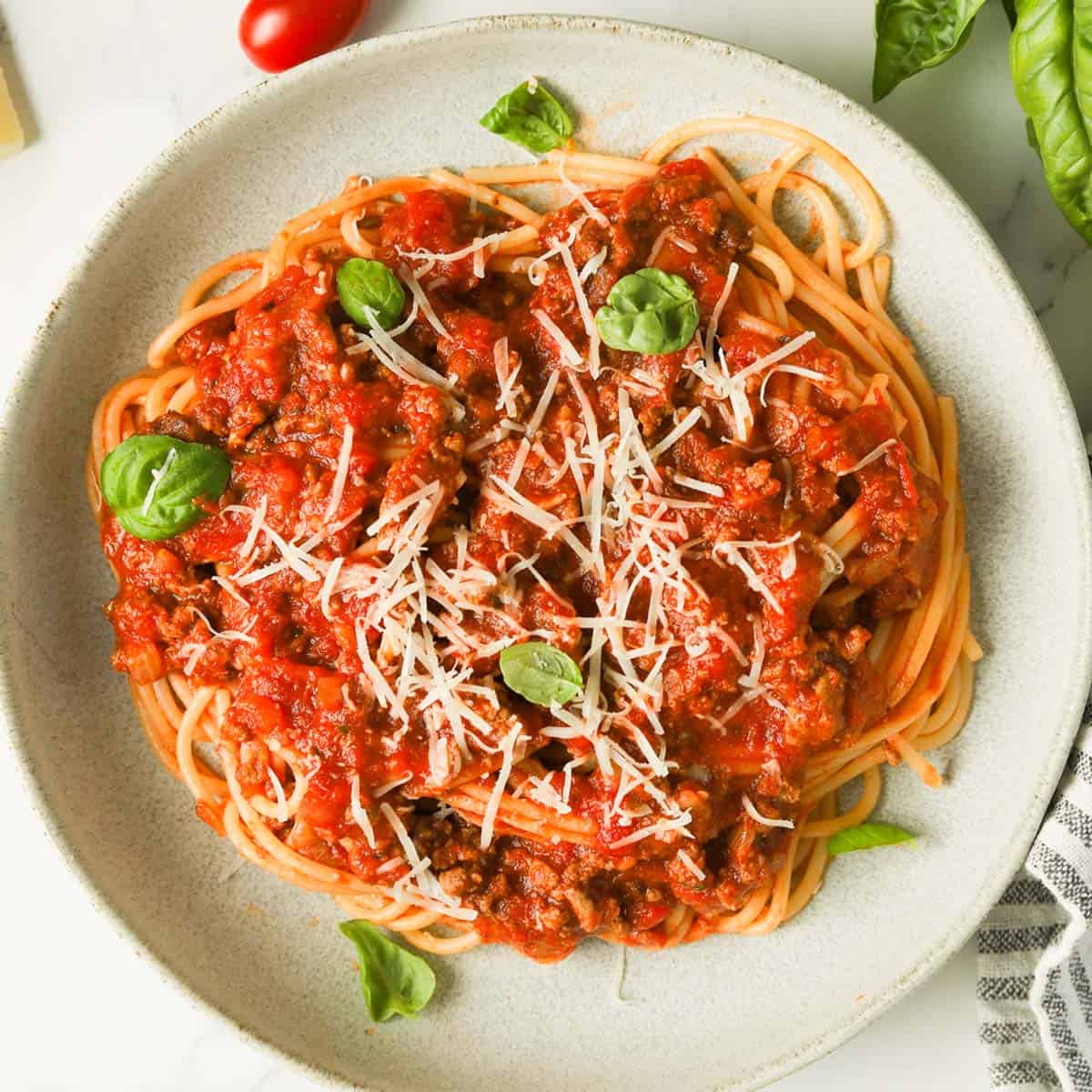 Ground Beef Tomato Pasta Sauce - A Peachy Plate
