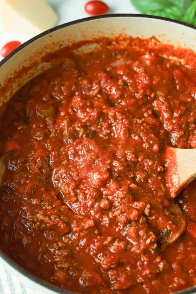 Ground Beef Tomato Pasta Sauce - A Peachy Plate