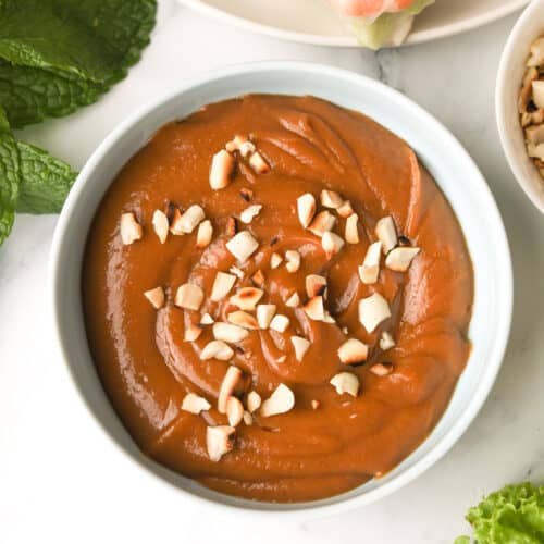 peanut sauce topped with crushed roasted peanuts.
