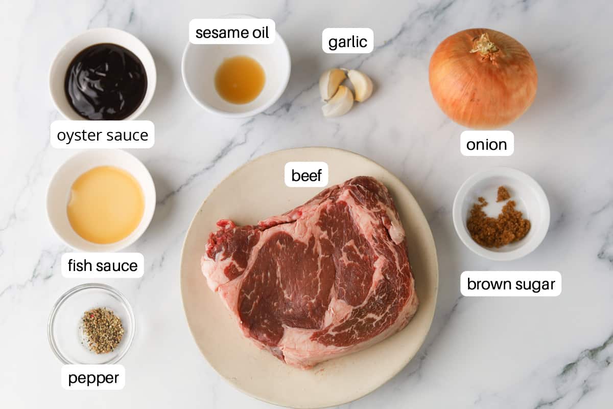 Ingredients for shaking beef recipe.