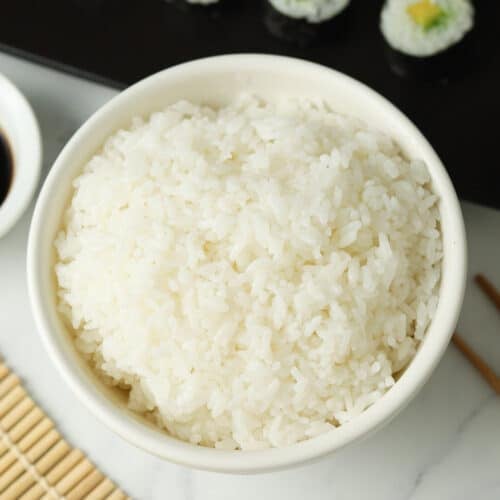 White rice in bowl.