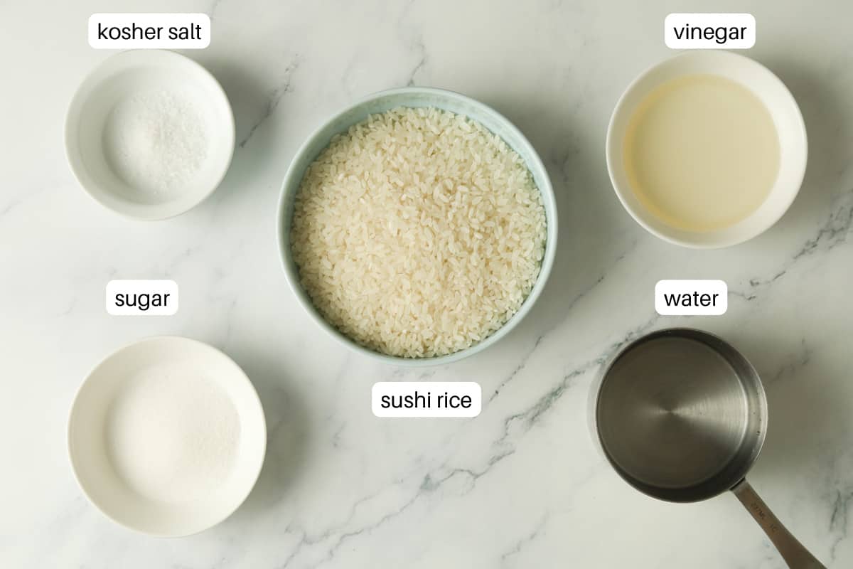 Ingredients for sushi rice.