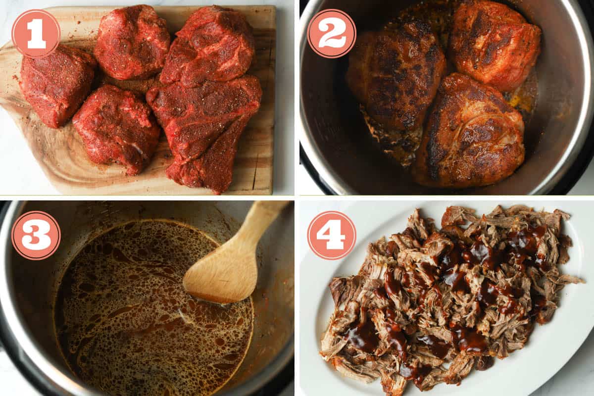 steps on how to make pulled pork with Instant Pot.