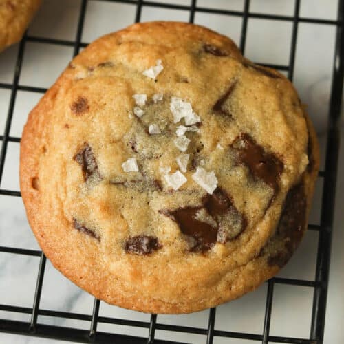 chocolate chip cookie with sea salt flakes.