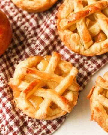 Mini apple pies with lattice tops.