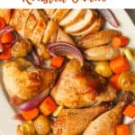 Roasted Chicken carved with vegetables.