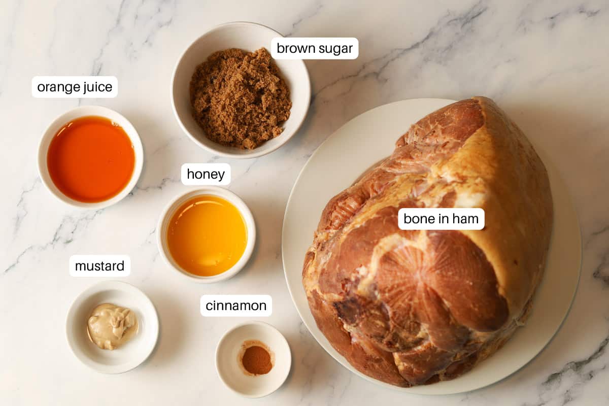 Ingredients for ham and glaze.