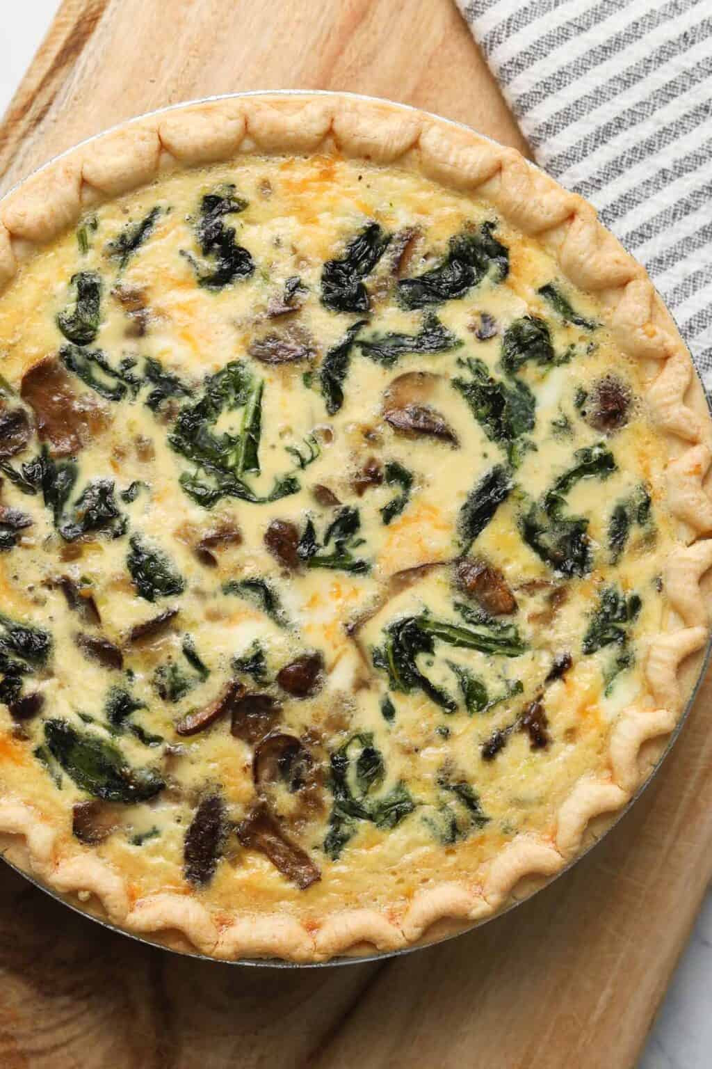 Fresh Spinach Quiche with Frozen Pie Crust - A Peachy Plate