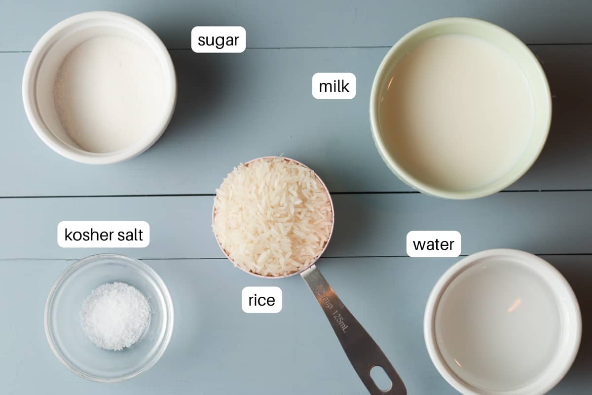 Ingredients: sugar, milk, rice, water, salt