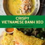 Vietnamese crispy crepe filled with shrimp, pork and onions.