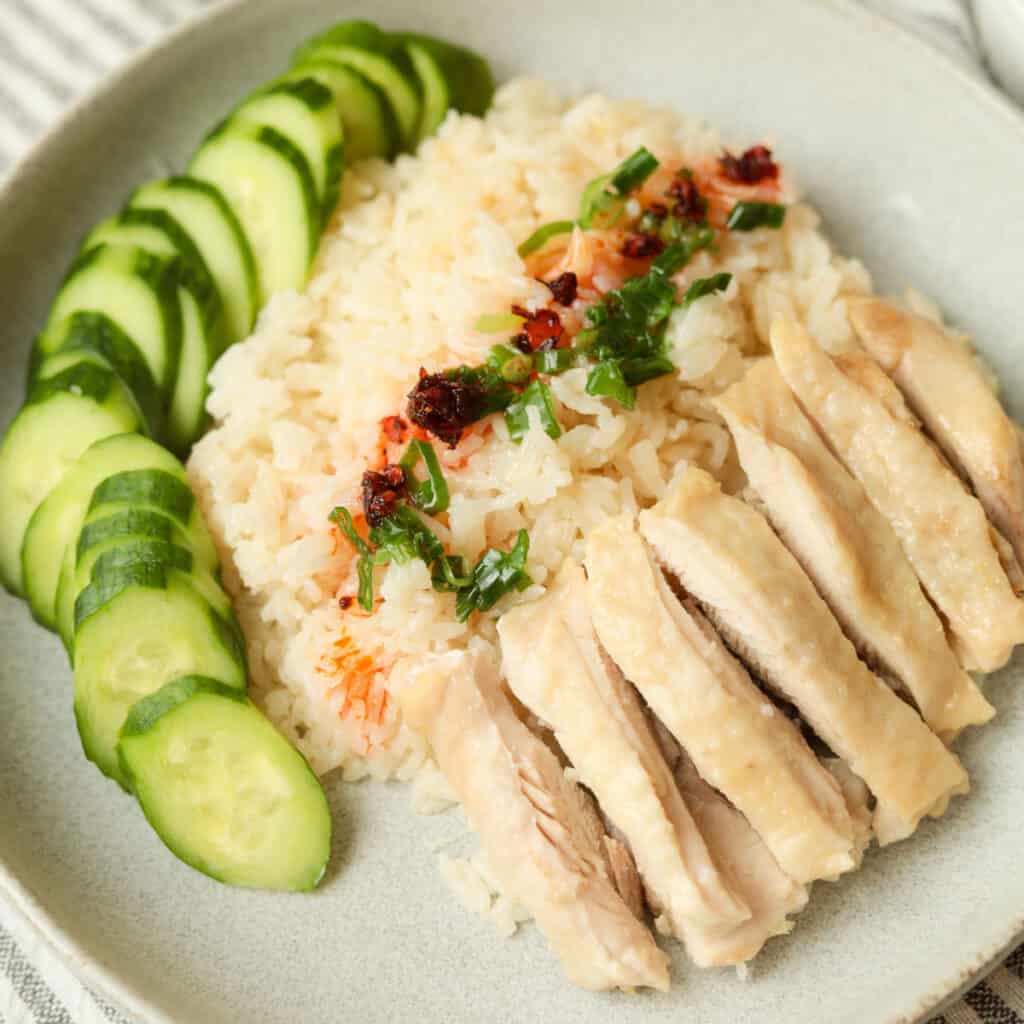 Rice Cooker Hainanese Chicken Rice - A Peachy Plate