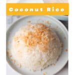 Rice with coconut flake garnish.
