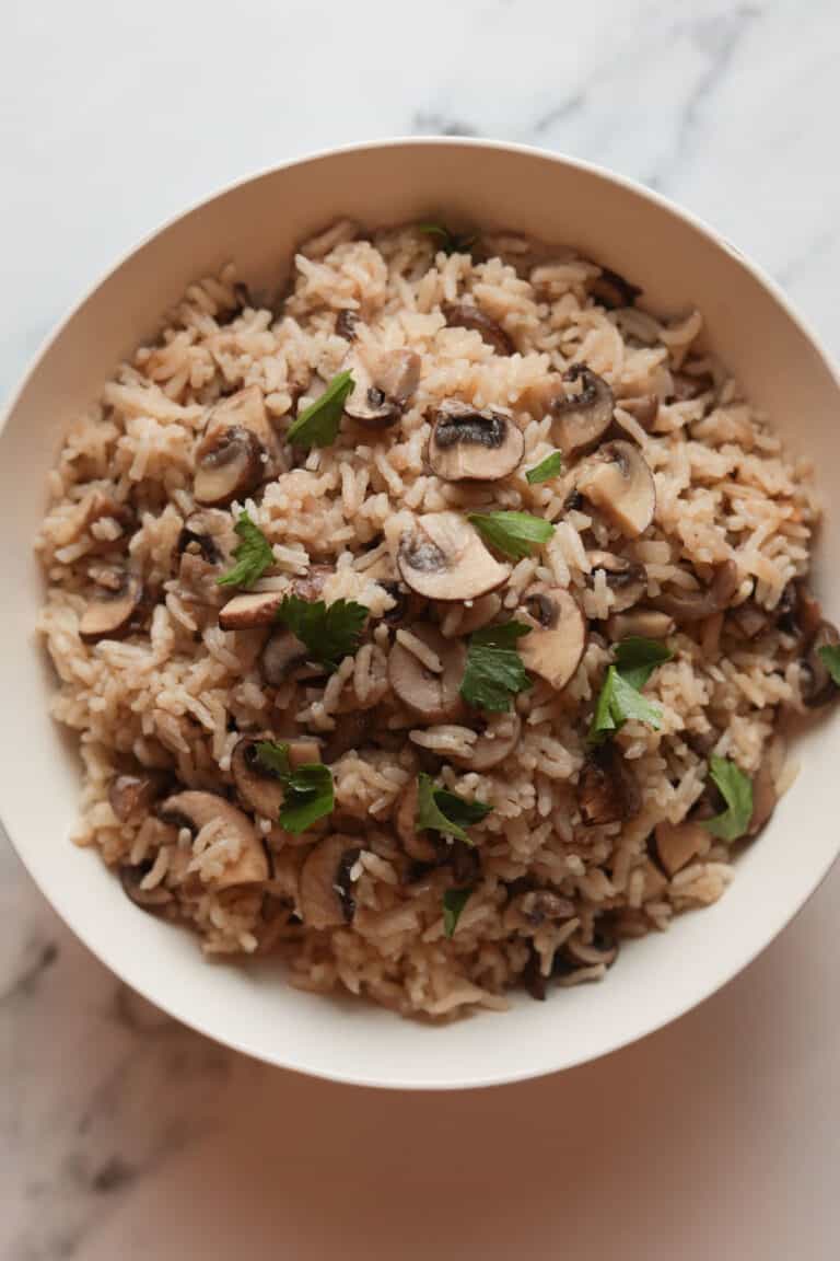 Easy Rice Cooker Mushroom Rice - A Peachy Plate
