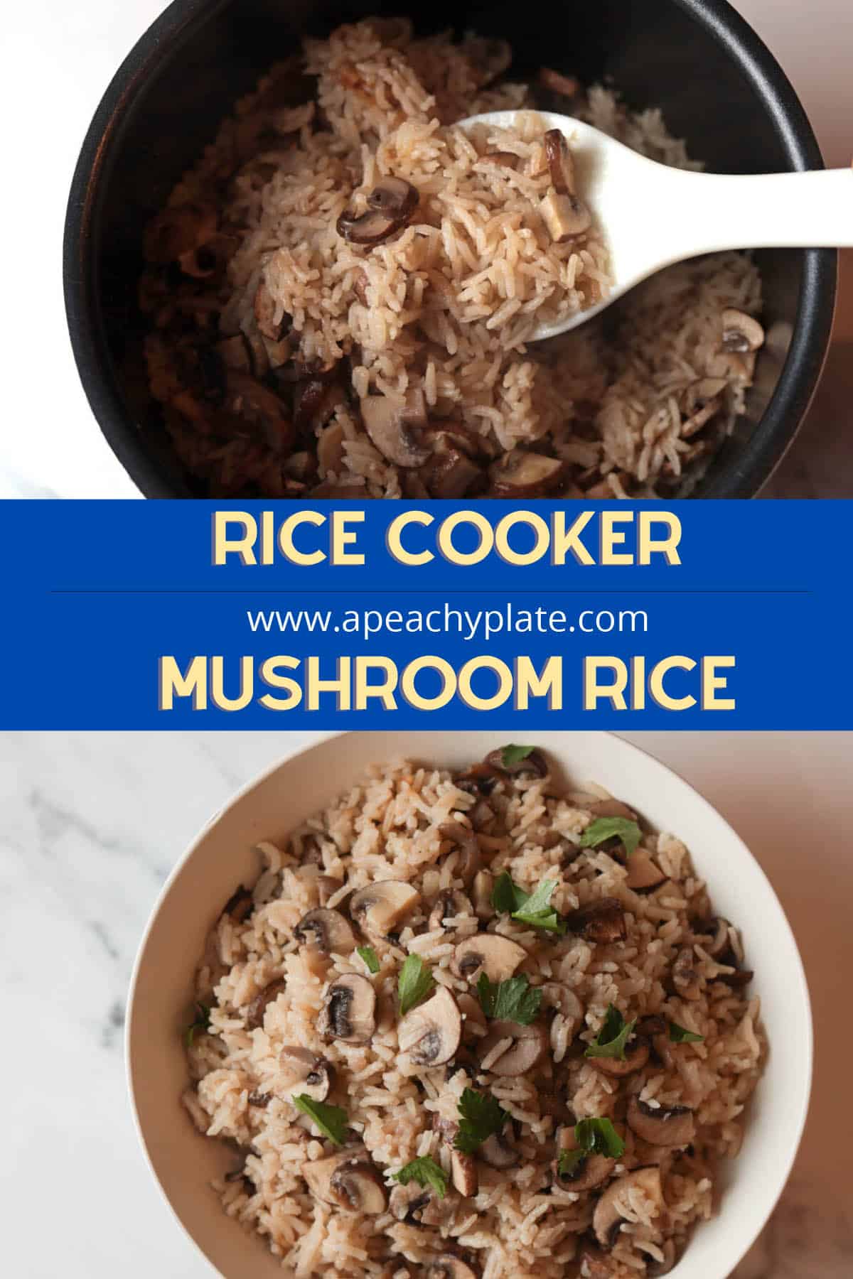Easy Rice Cooker Mushroom Rice - A Peachy Plate