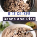 Spoonful of rice and black beans.