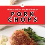 Breaded thin cut pork chops.