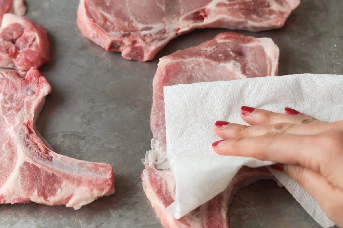 Drying bone in pork chop