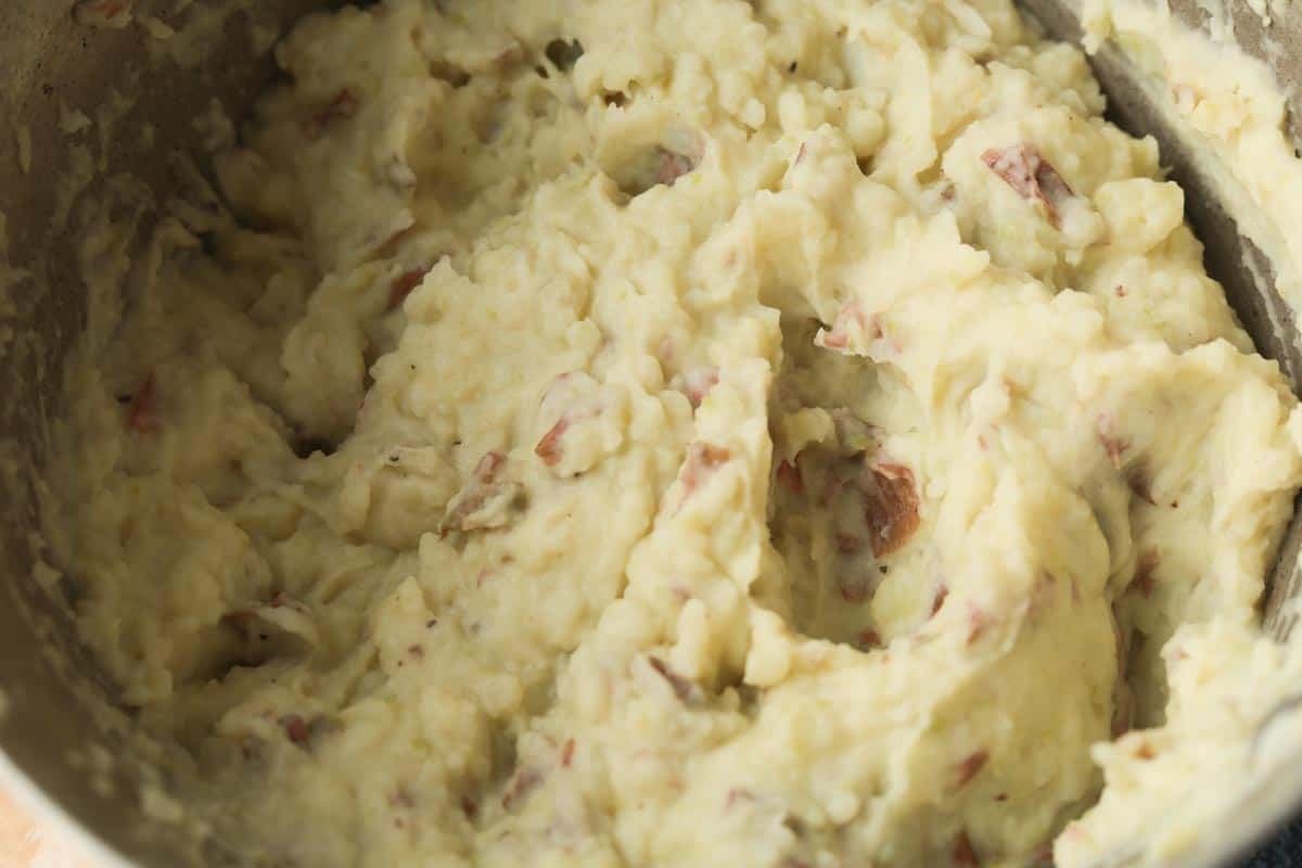 Mixed red mashed potatoes.