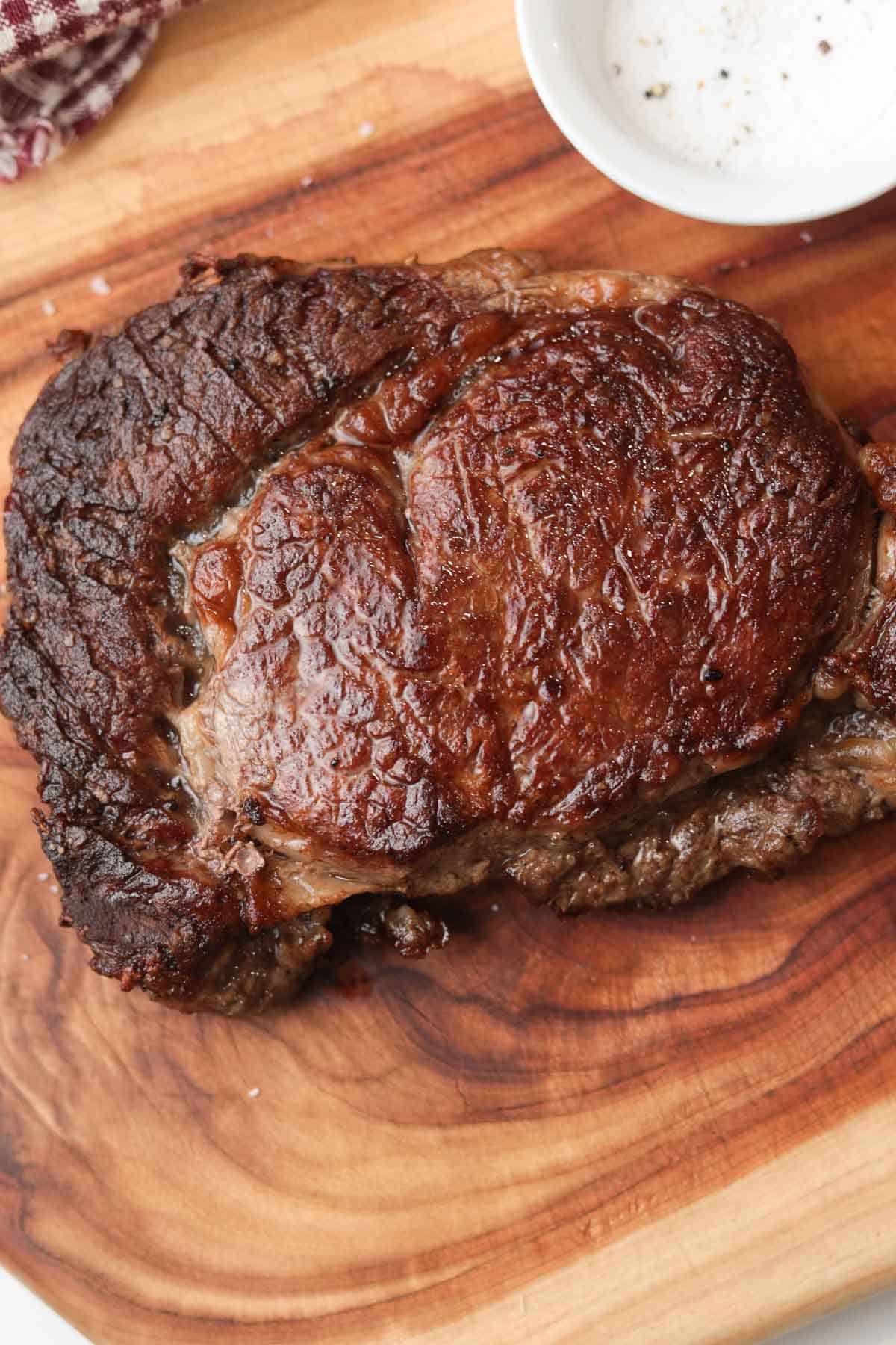 seared cast iron steak