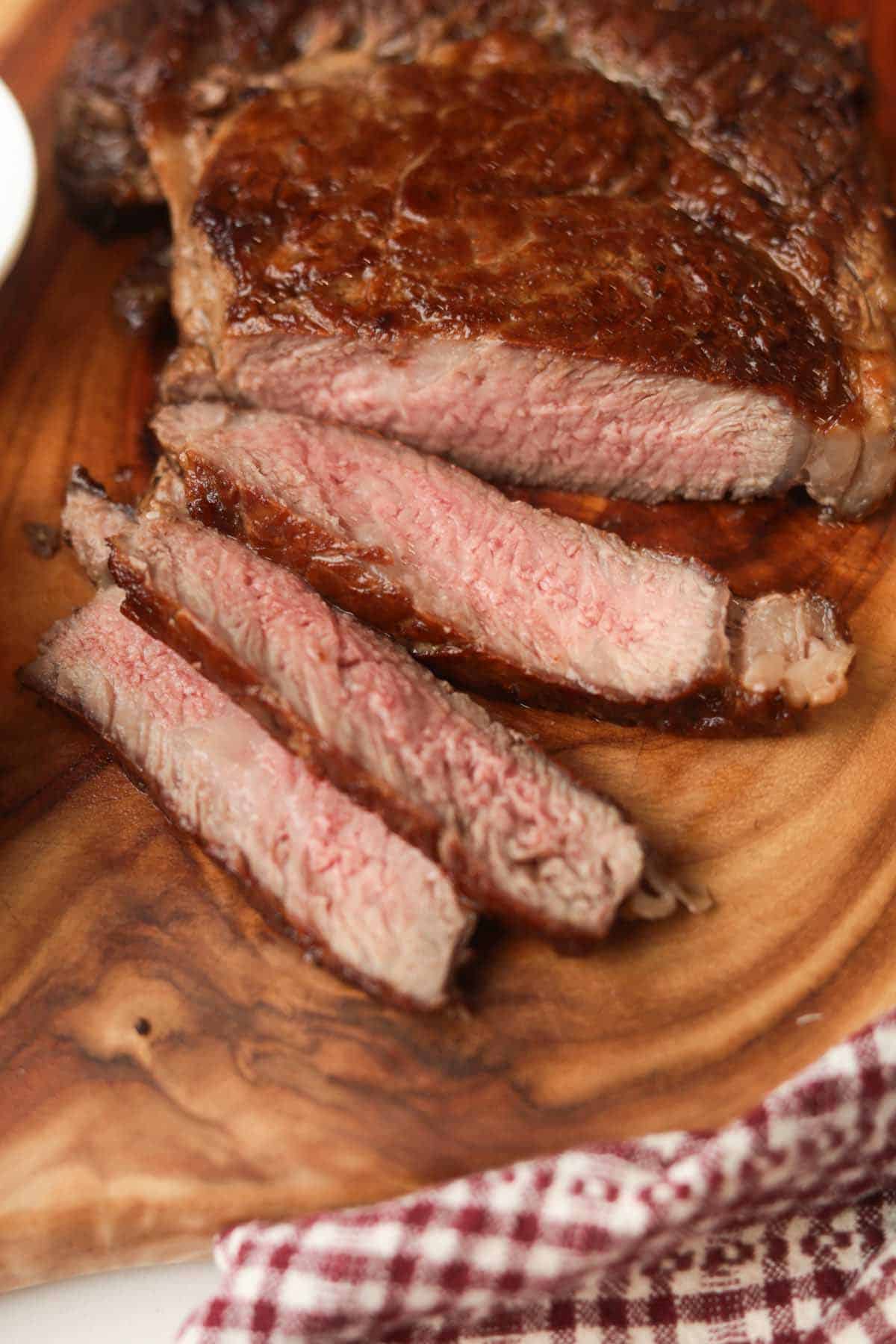 slicked ribeye steak