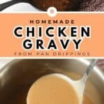 Ingredients for gravy. Gravy in sauce pan.