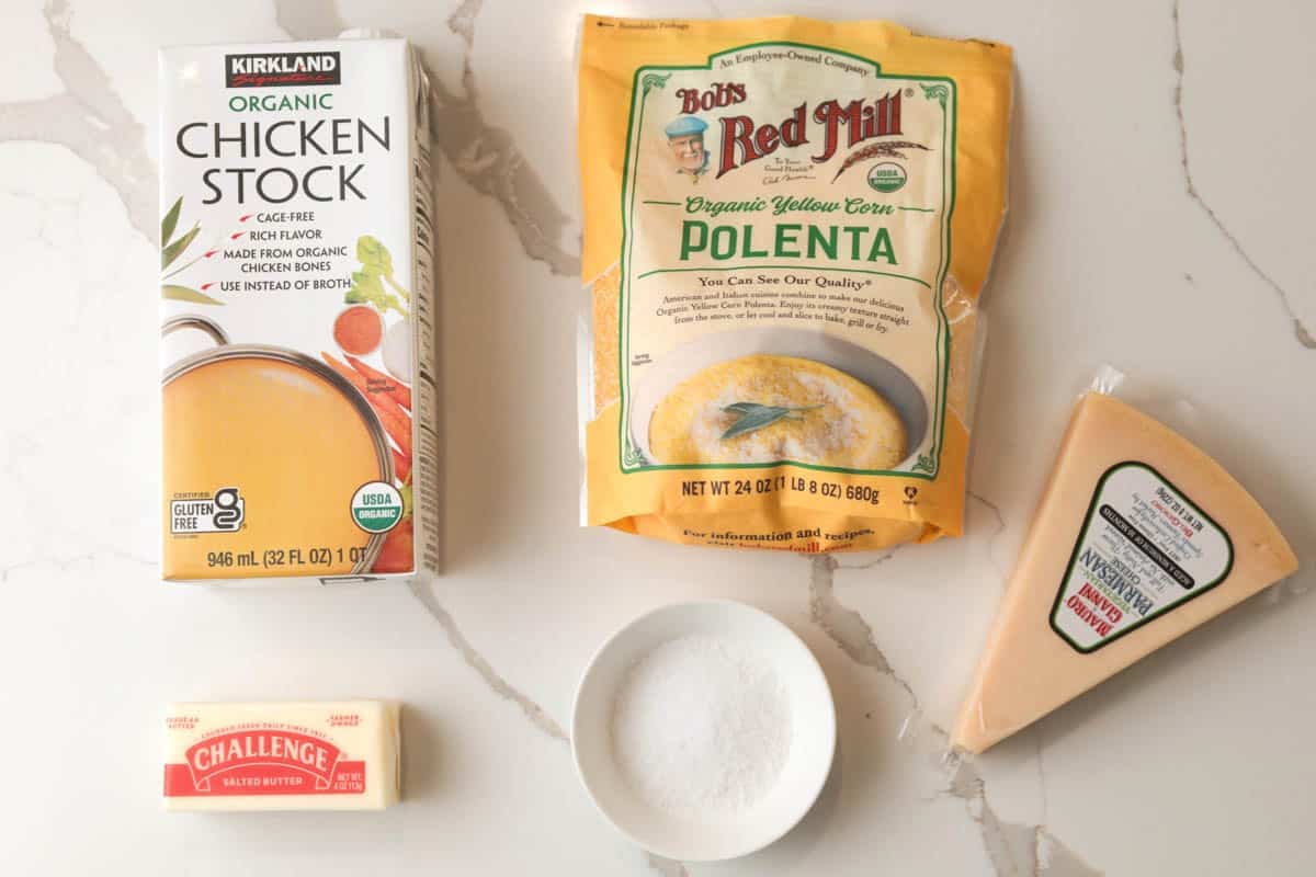 polenta, butter, stock, salt, parmesan cheese