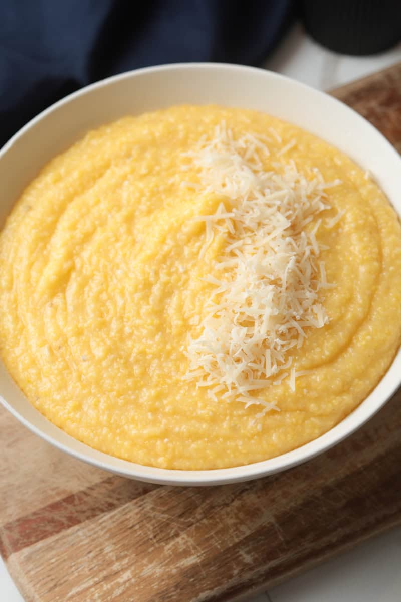 Bowl of polenta with cheese.