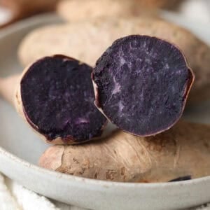 purple potato cut in half.