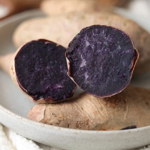 purple potato cut in half.