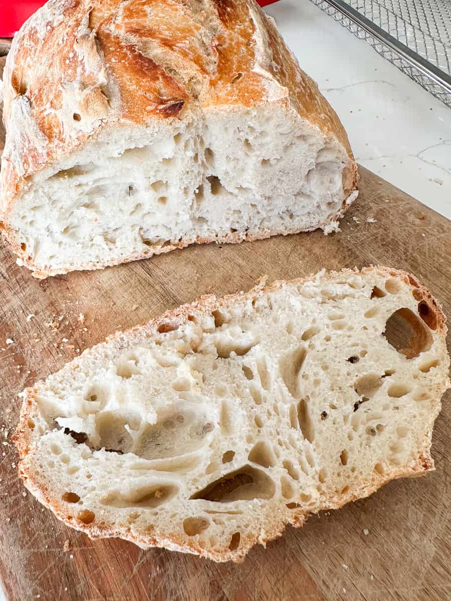 Sliced sourdough bread.