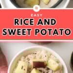 Rice and cut sweet potatoes in bowl