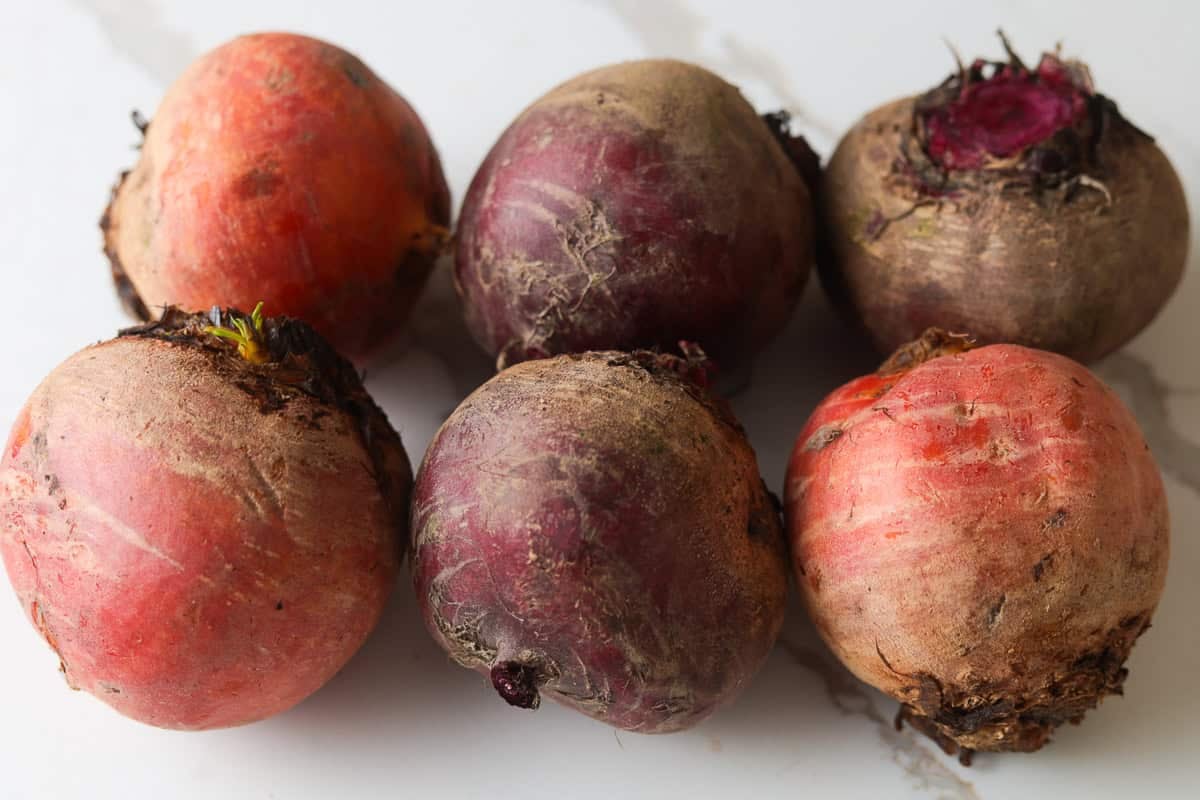 whole olden yellow and red beets