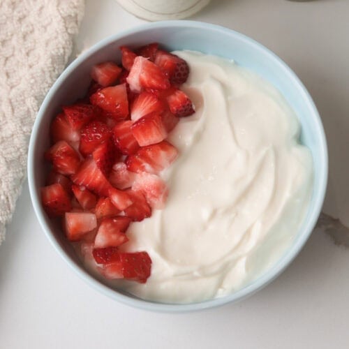 yogurt bowl with strawberries.