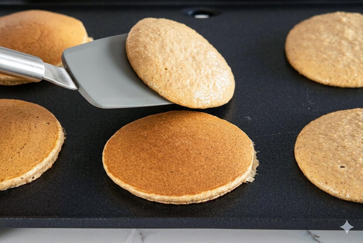 Banana pancake on skillet