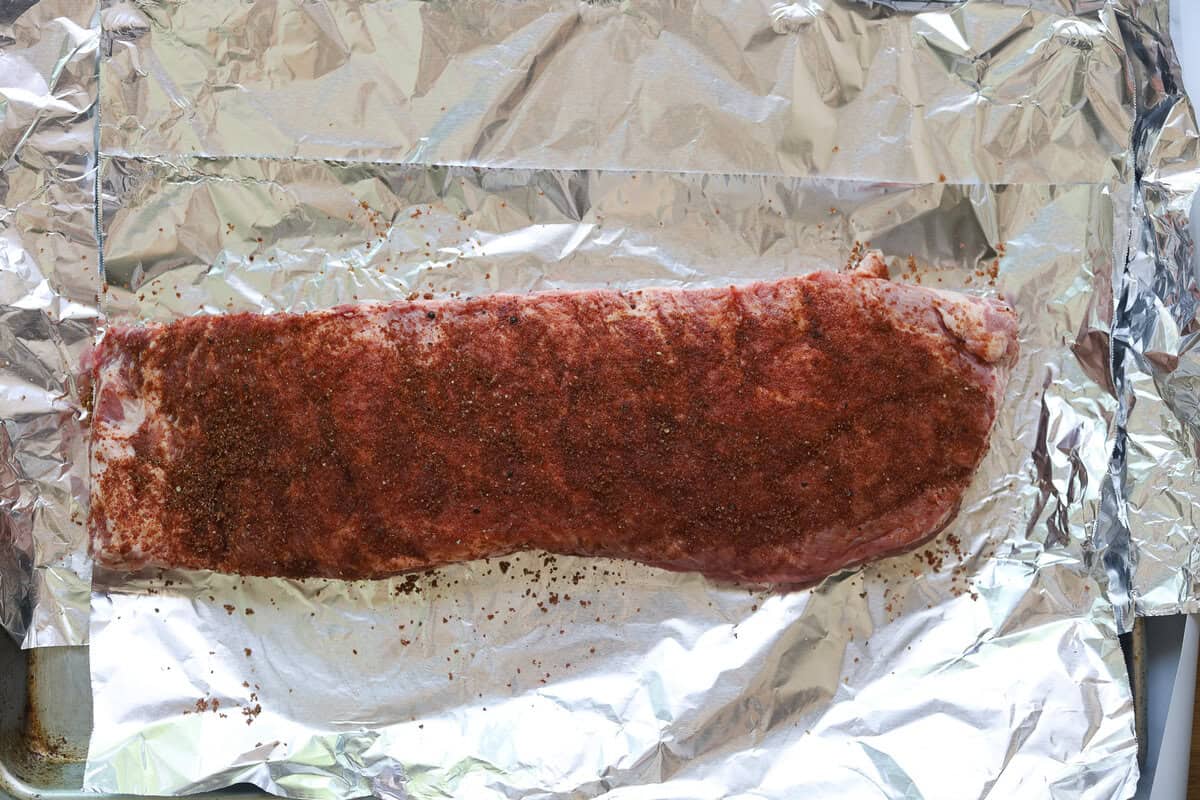 Dry rub on St Louis ribs.